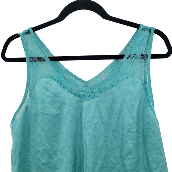 Robin Egg Blue Satin Lace Sleeveless Lingerie Slip Baby Doll Top Sz L Grunge Y2K - Picture 4 of 9